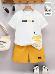 2pcs Big Boys Graffiti Graphic Tee & Shorts Set - Ivory | 21 Centur...