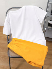 2pcs Big Boys Graffiti Graphic Tee & Shorts Set - Ivory | 21 Centur...