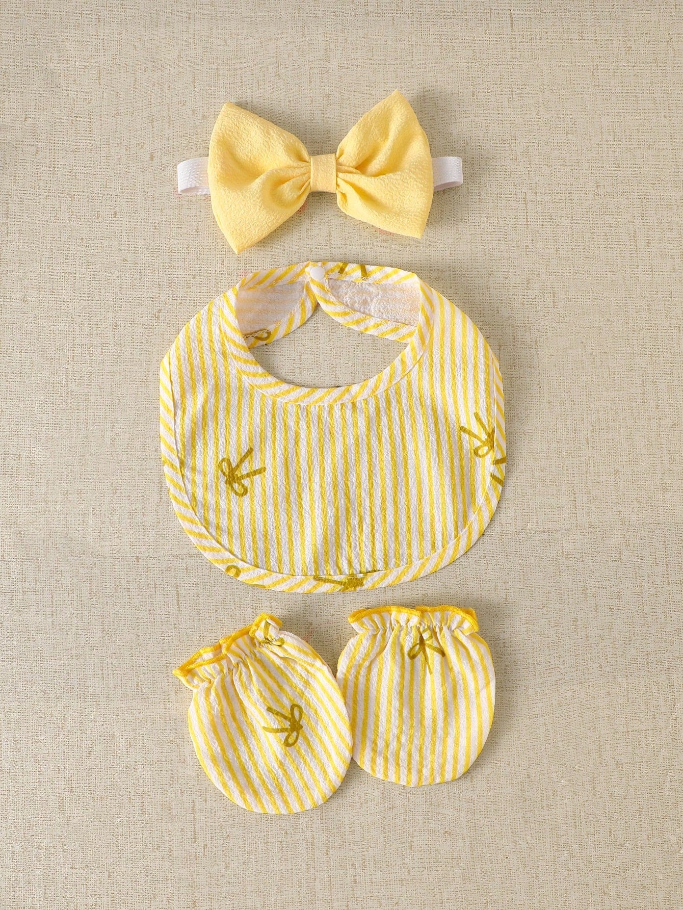 4pcs Baby Girls Bow Striped Seersucker Romper Set - Buttercup | 21 ...