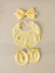 4pcs Baby Girls Bow Striped Seersucker Romper Set - Buttercup | 21 ...