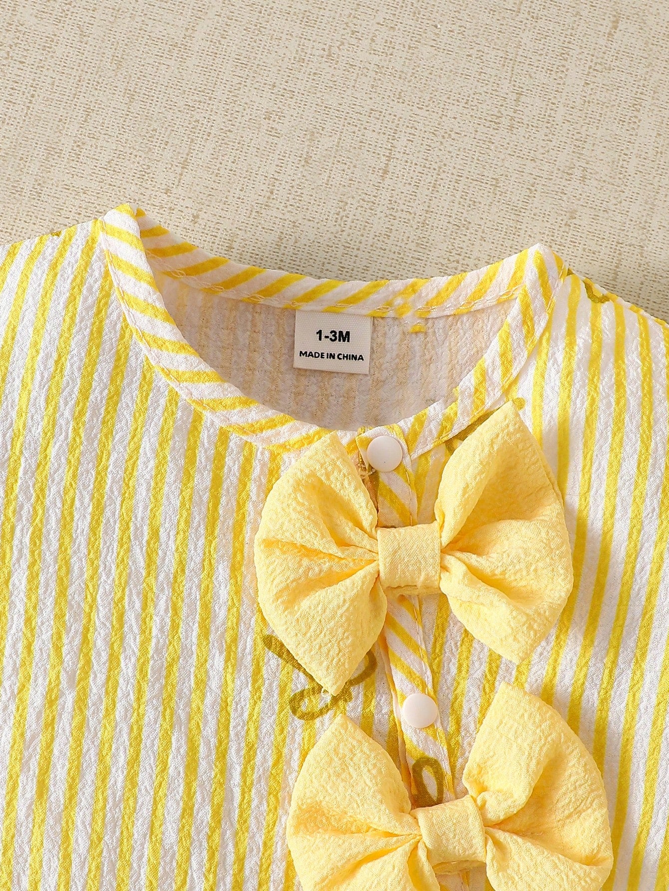 4pcs Baby Girls Bow Striped Seersucker Romper Set - Buttercup | 21 ...