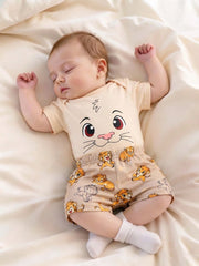 2pcs Baby Boys Lion Print Bodysuit & Shorts Set - Champagne | 21 Ce...