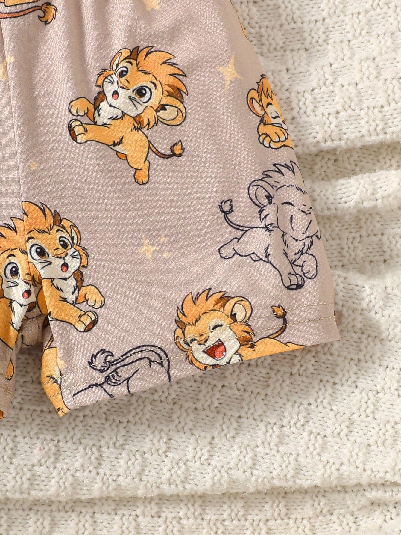 2pcs Baby Boys Lion Print Bodysuit & Shorts Set - Champagne | 21 Ce...