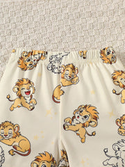 2pcs Baby Boys Lion Face Print Bodysuit & Shorts Set - Wenge | 21 C...