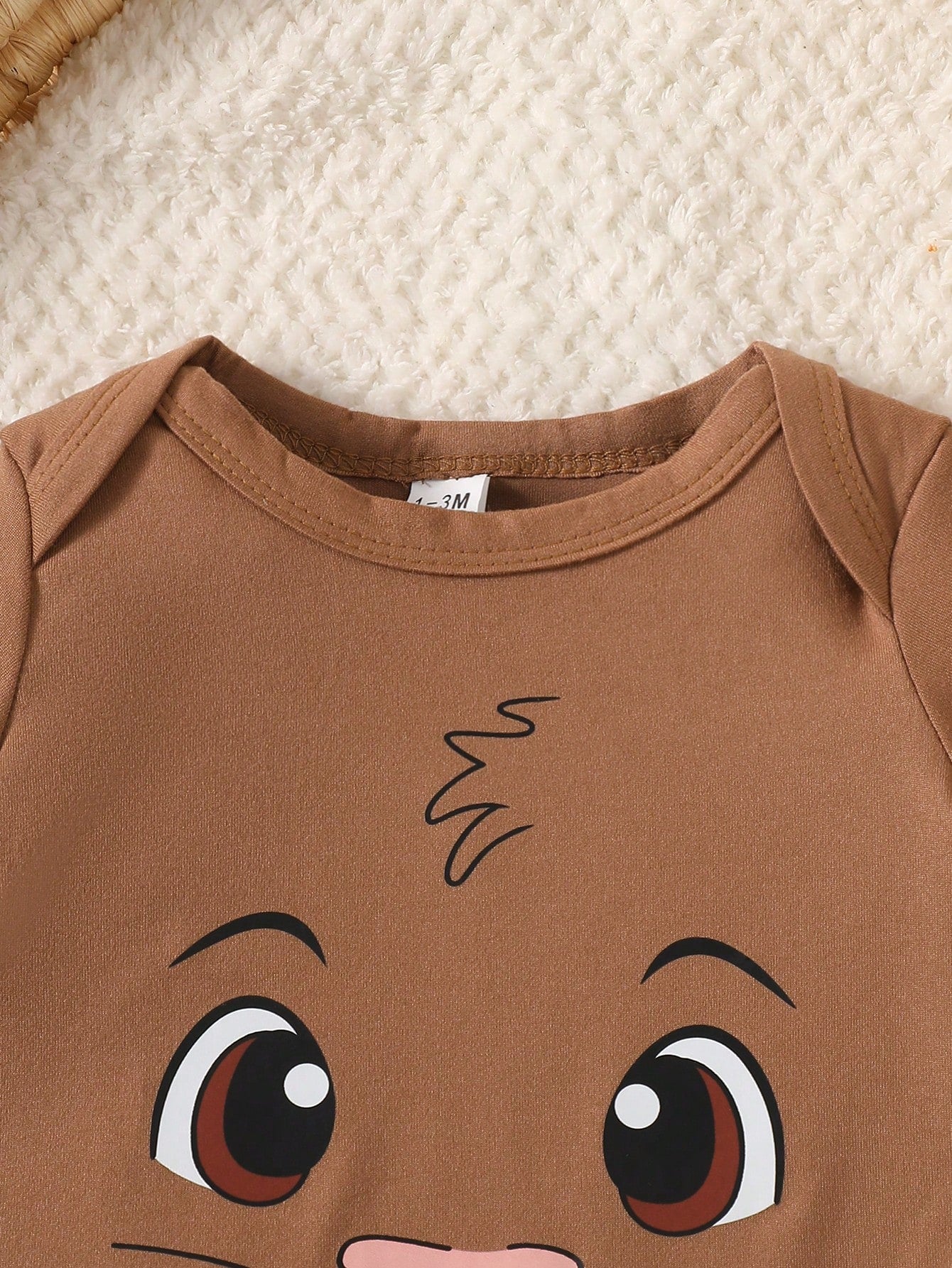 2pcs Baby Boys Lion Face Print Bodysuit & Shorts Set - Wenge | 21 C...