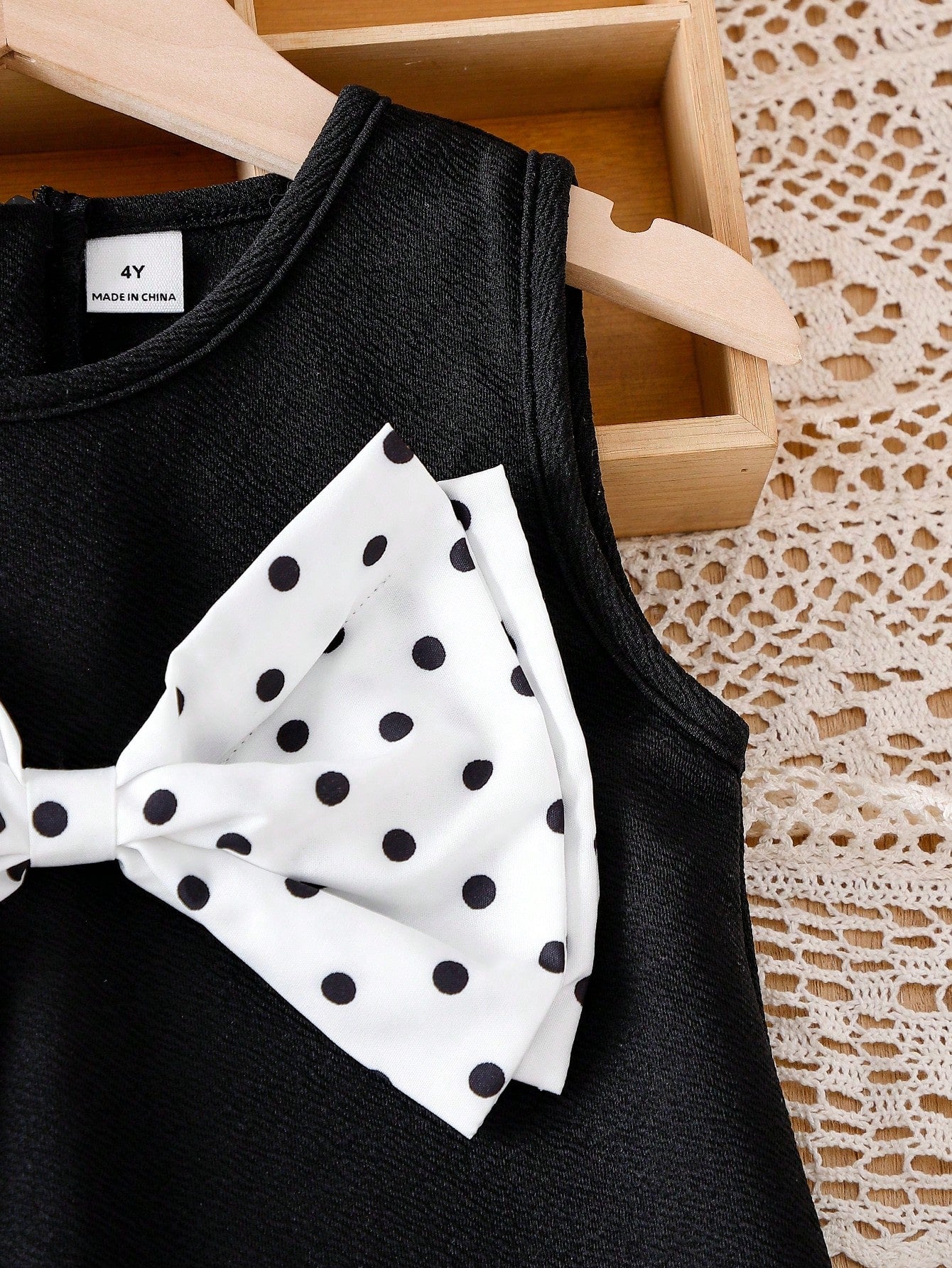 Little Girls Polka Dot Bow-Front A-Line Tank Dress - Onyx | 21 Cent...