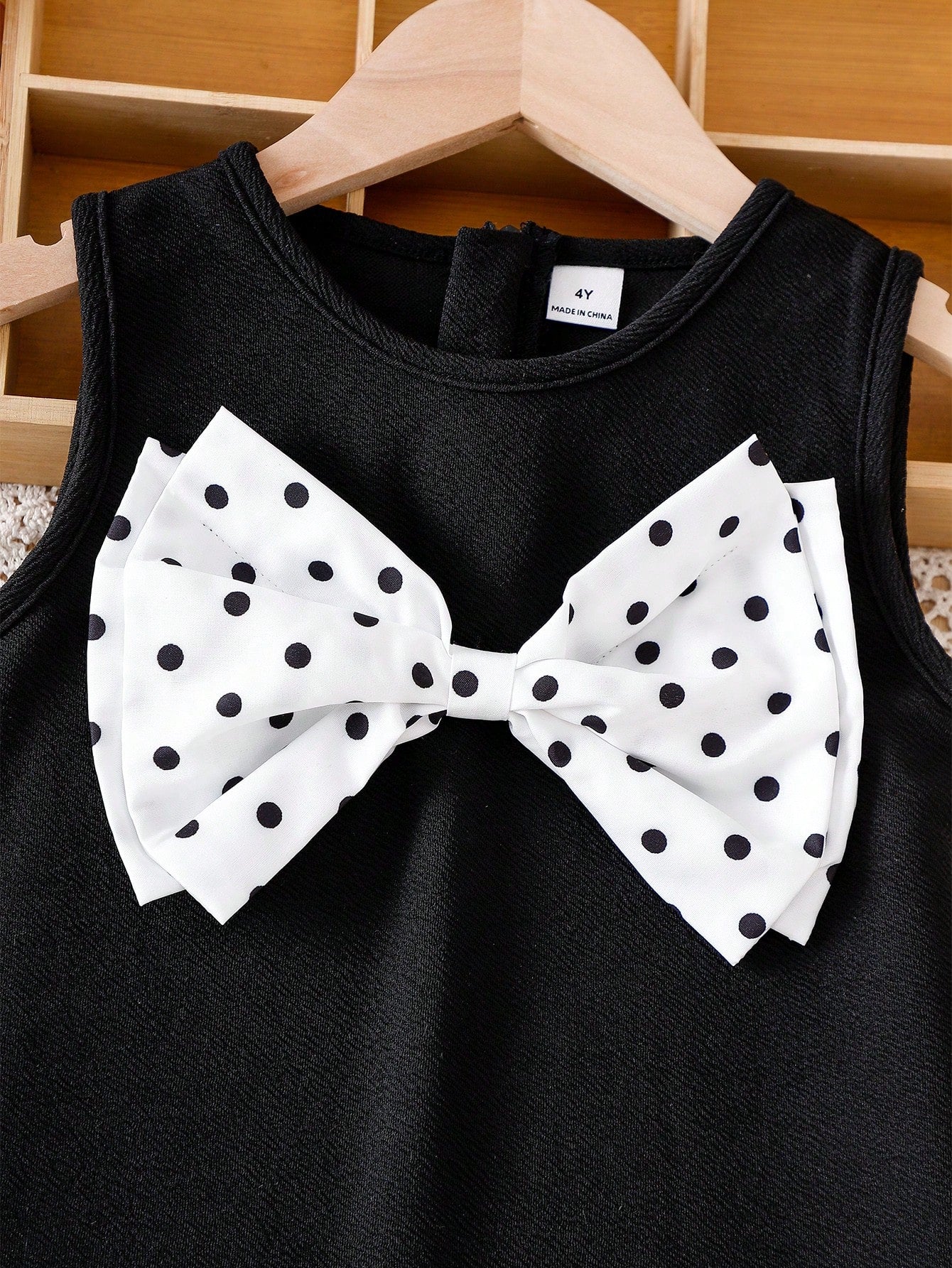 Little Girls Polka Dot Bow-Front A-Line Tank Dress - Onyx | 21 Cent...