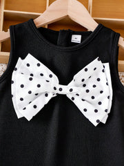 Little Girls Polka Dot Bow-Front A-Line Tank Dress - Onyx | 21 Cent...