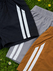 3pcs Boys Side Stripe UPF40+ Sporty Shorts Set - Onyx | 21 Century ...