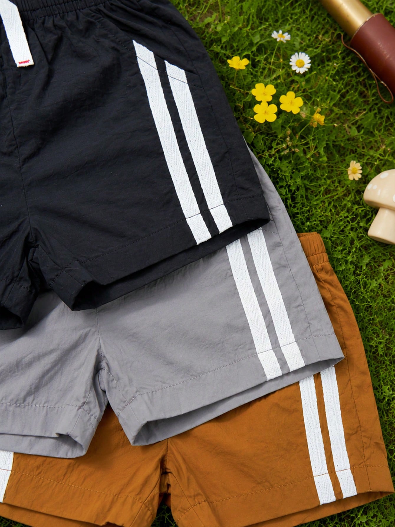 3pcs Boys Side Stripe UPF40+ Sporty Shorts Set - Onyx | 21 Century ...