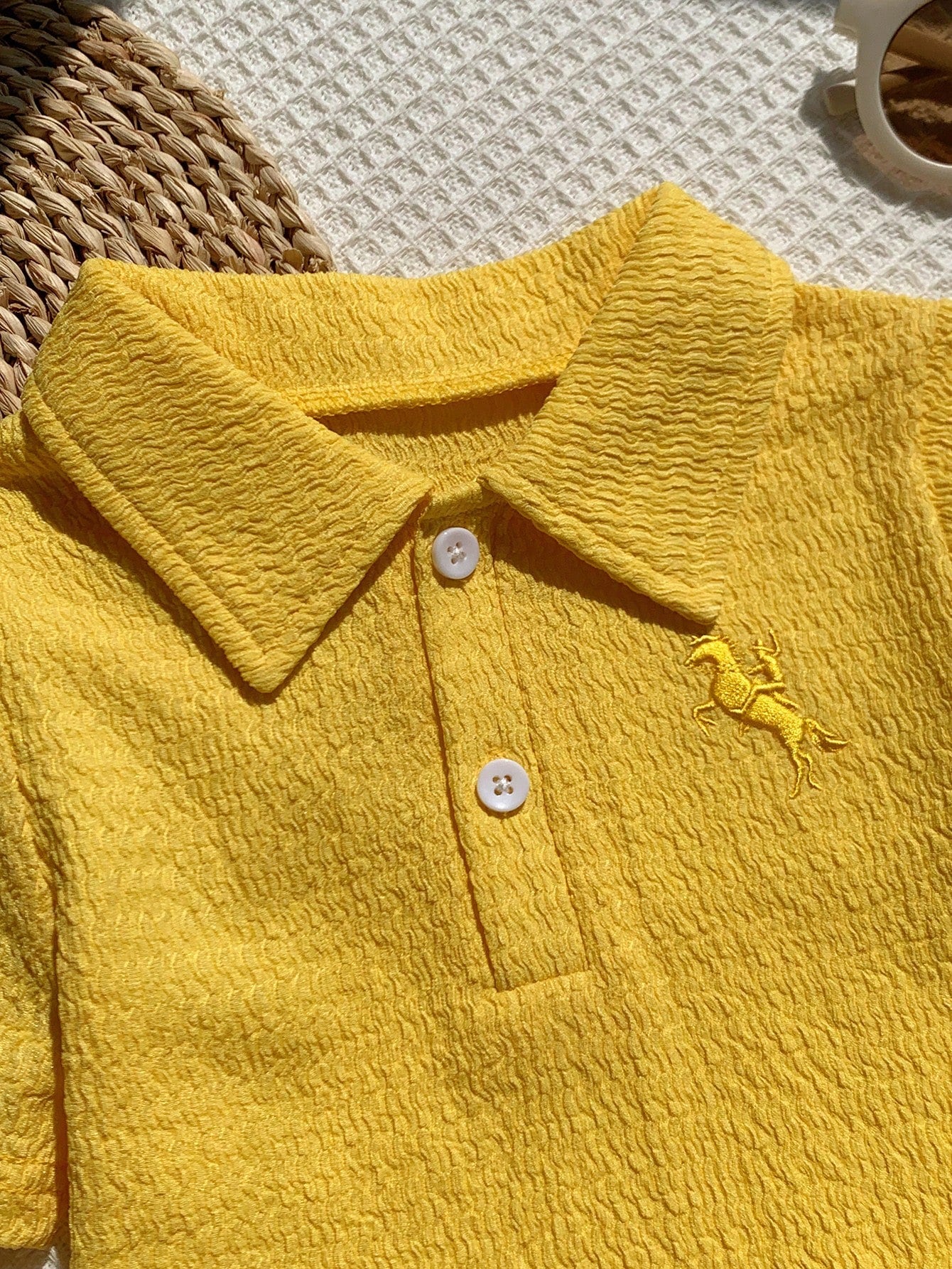2pcs Boys Textured Polo Shirt & Trousers Set - Buttercup | 21 Centu...