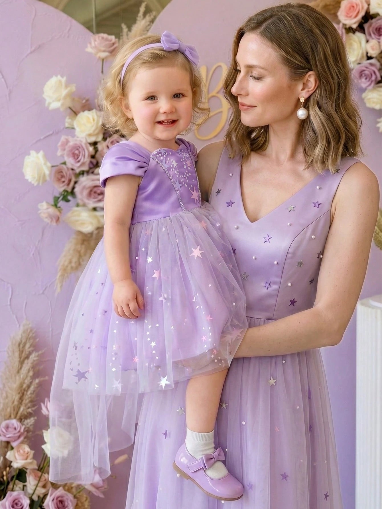 Girls Star Appliqué Satin & Tulle Ball Gown - Wisteria | 21 Century...