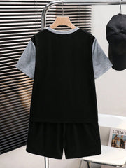 2pcs Big Boys Colourblock Pocket Tee & Shorts Set - Slate | 21 Cent...