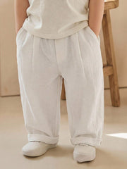 Boys Pleated Tapered Trousers with Cuffed Hem - Ivory | 21 Century ...