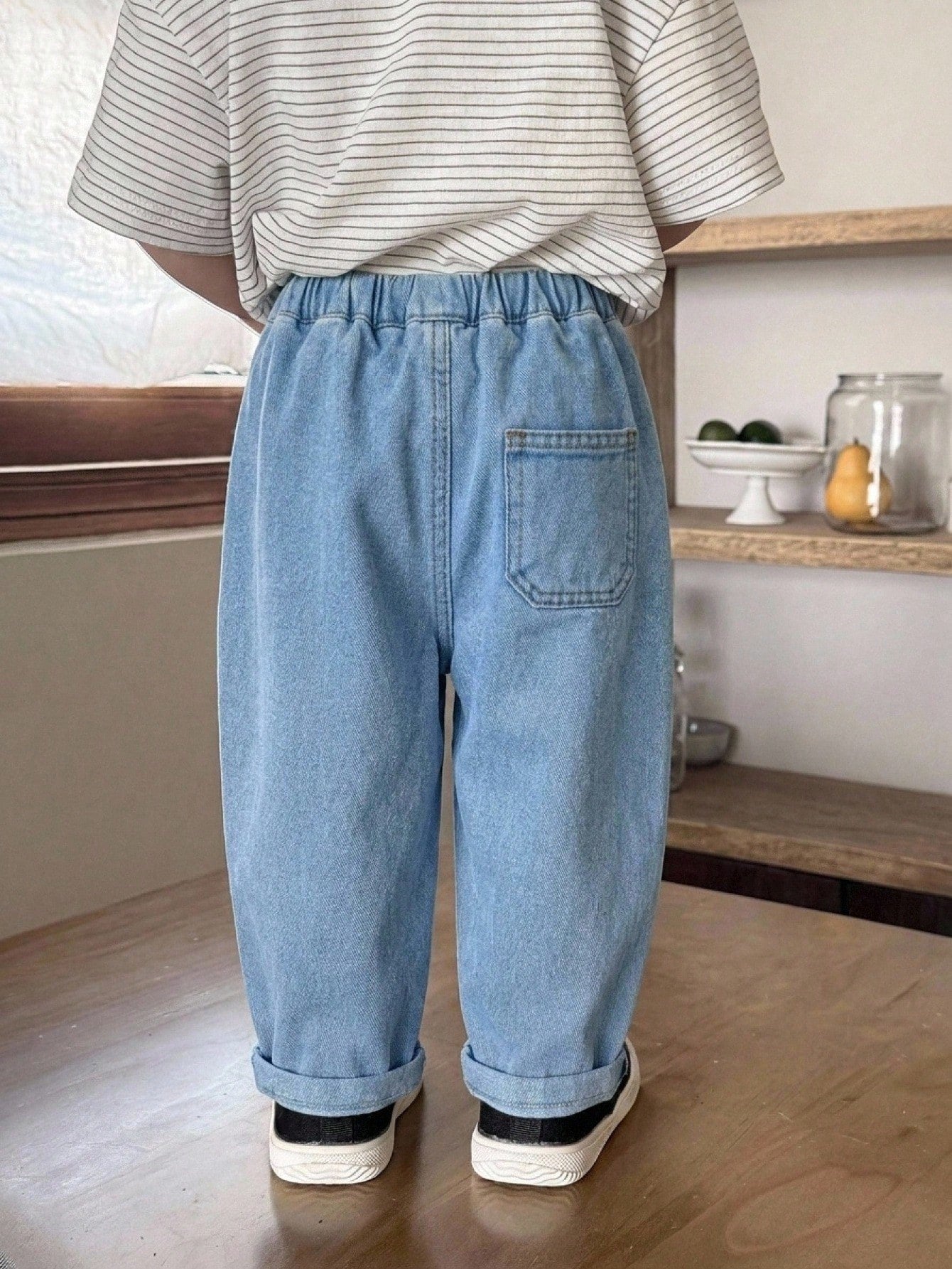 Boys Pleated Barrel-Leg Drawstring Denim Jeans - Chambray | 21 Cent...