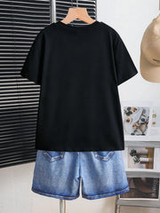 2pcs Boys Graffiti Bear Graphic Tee & Denim Shorts Set - Onyx | 21 ...