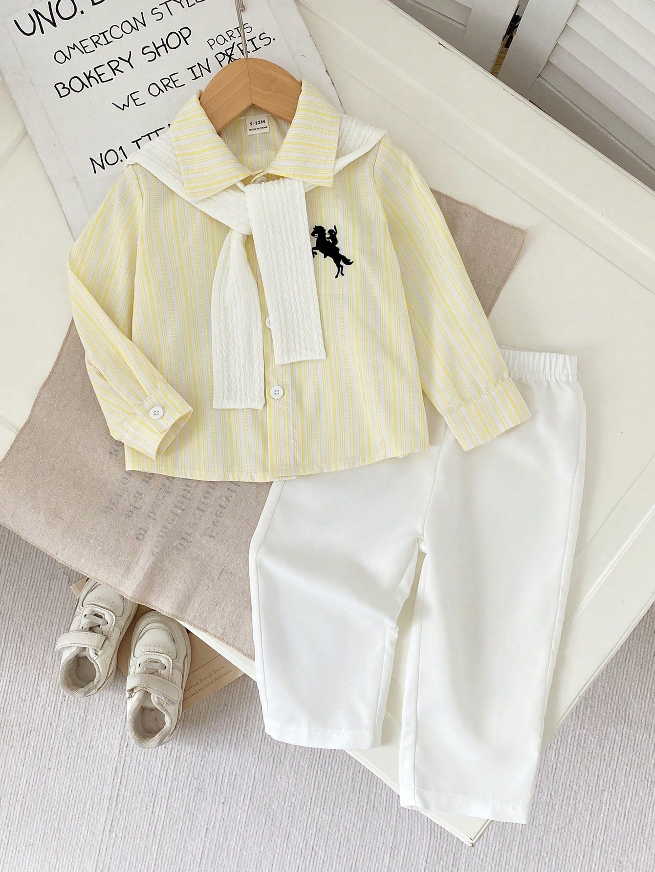 3pcs Boys Striped Shirt, Scarf & Trousers Set - Buttercup | 21 Cent...