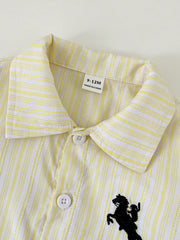 3pcs Boys Striped Shirt, Scarf & Trousers Set - Buttercup | 21 Cent...