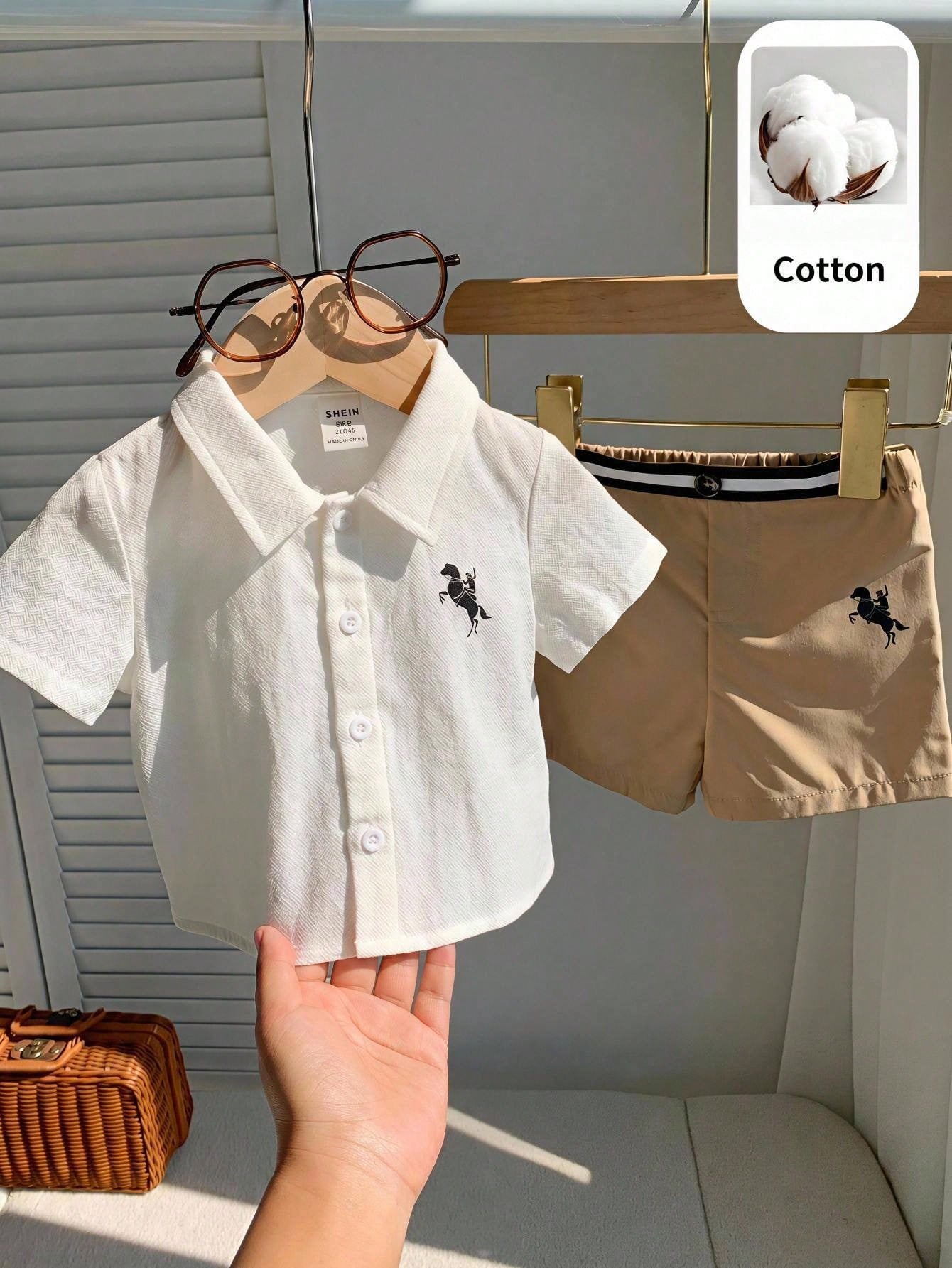 2pcs Baby Unisex Polo Shirt & Chino Shorts Set - Ivory | 21 Century...