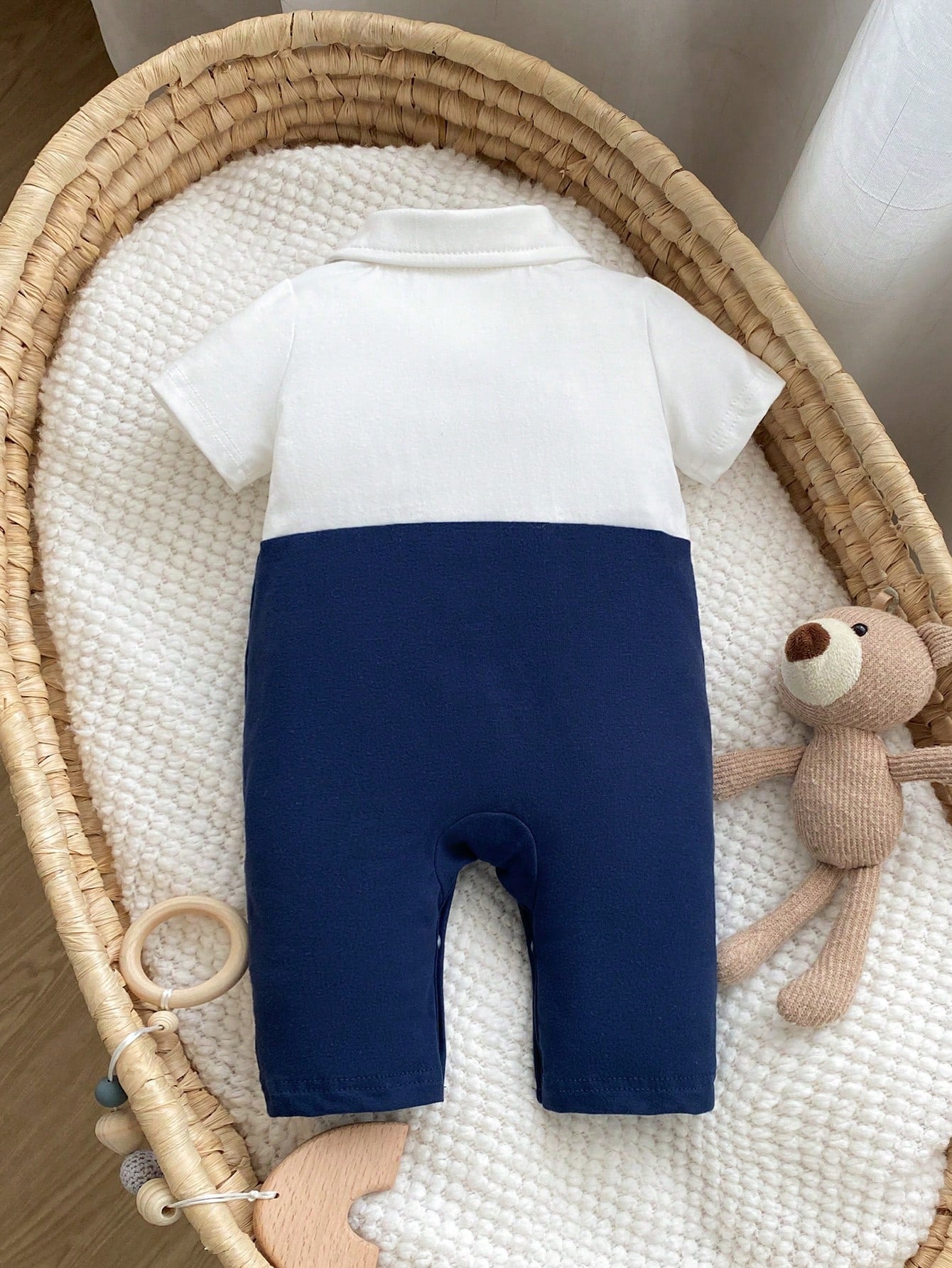 Baby Boys Bow Tie Suspender Romper - Midnight | 21 Century Kids