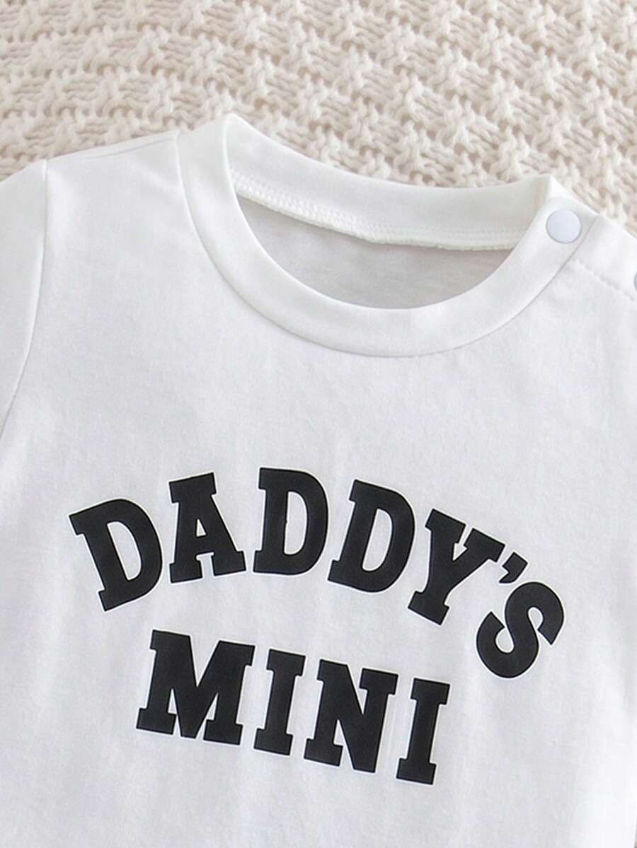 2pcs Baby Boys Daddy's Mini Tee & Shorts Set - Ivory | 21 Century Kids