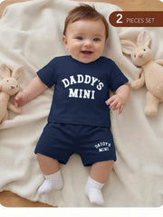 2pcs Baby Boys Daddy's Mini Tee & Shorts Set - Midnight | 21 Centur...