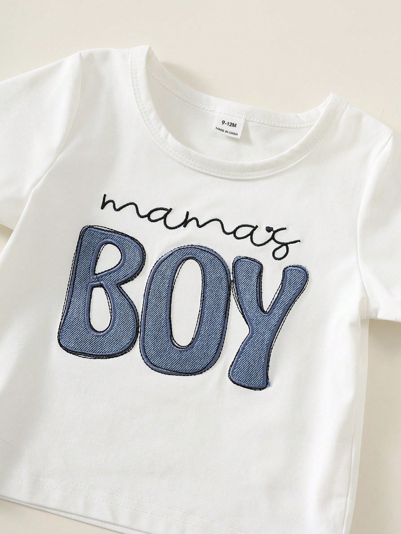 2pcs Boys Mama's Boy Tee & Denim Shorts Set - Ivory | 21 Century Kids