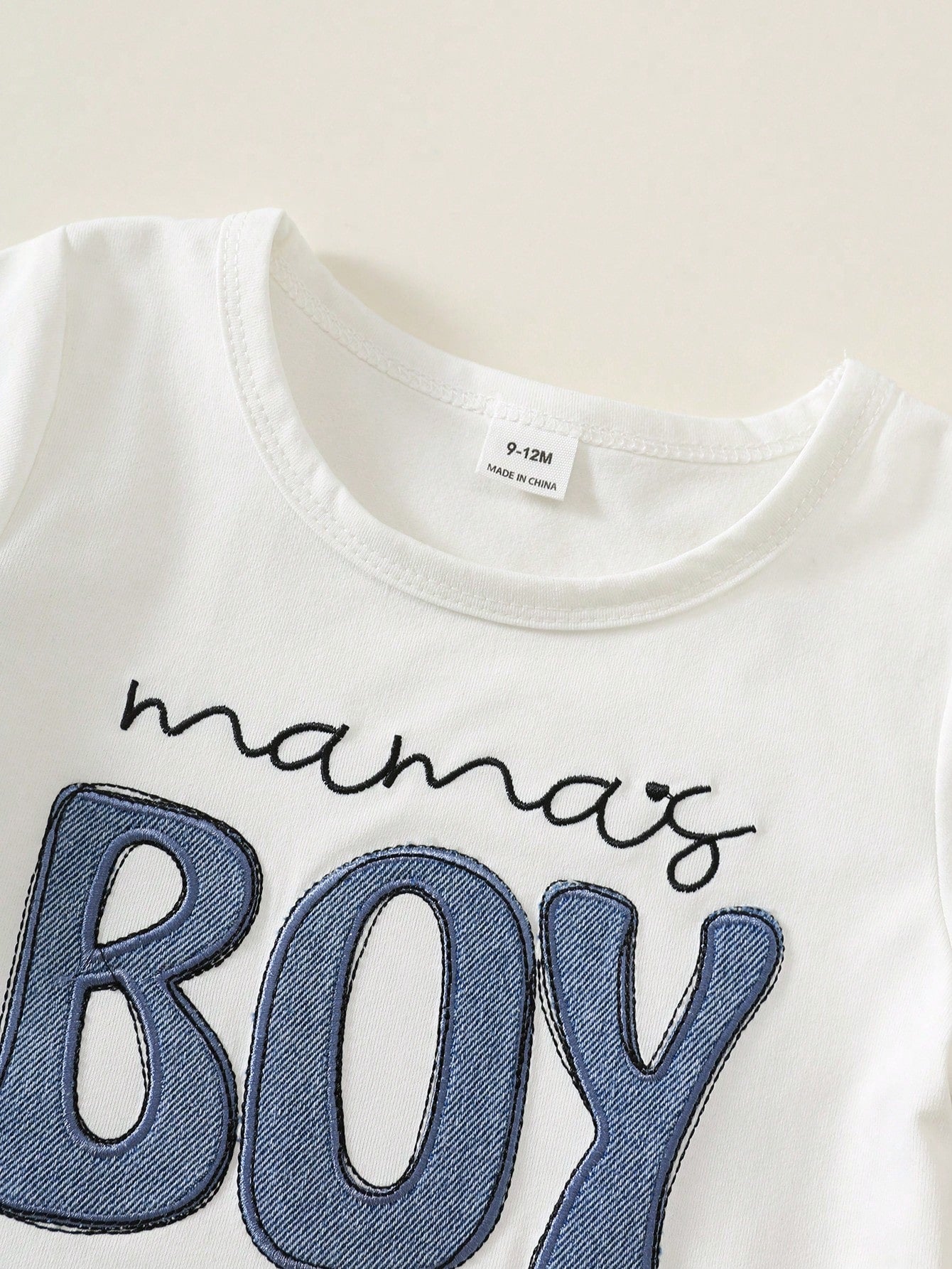 2pcs Boys Mama's Boy Tee & Denim Shorts Set - Ivory | 21 Century Kids