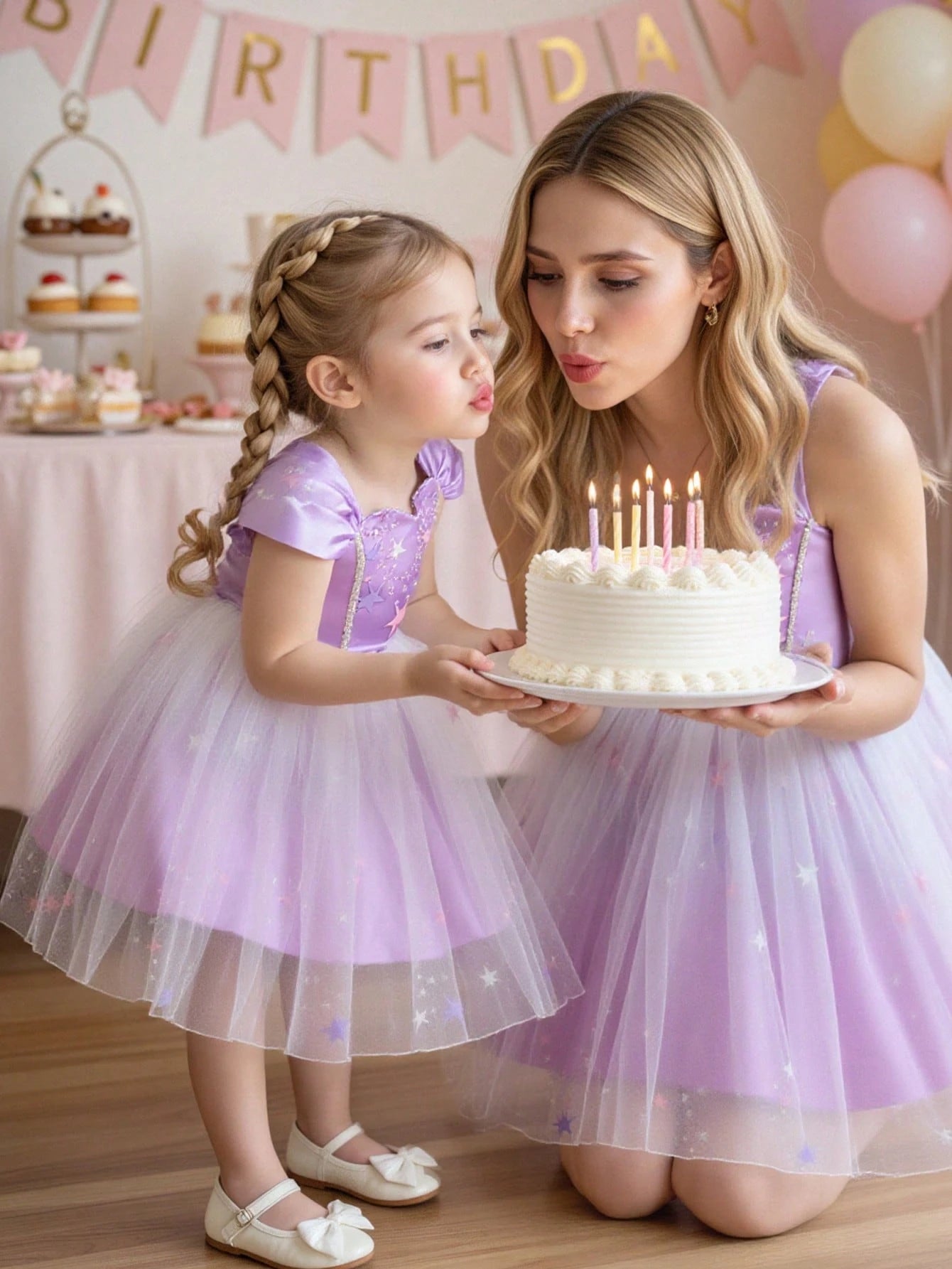 Girls Star Appliqué Satin & Tulle Ball Gown - Wisteria | 21 Century...