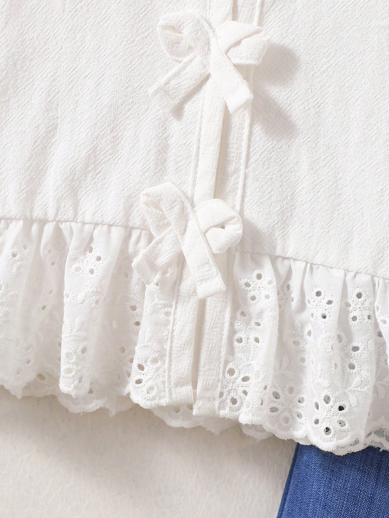 2pcs Baby Girls Eyelet Peplum Top & Embroidered Pants Set - Ivory |...