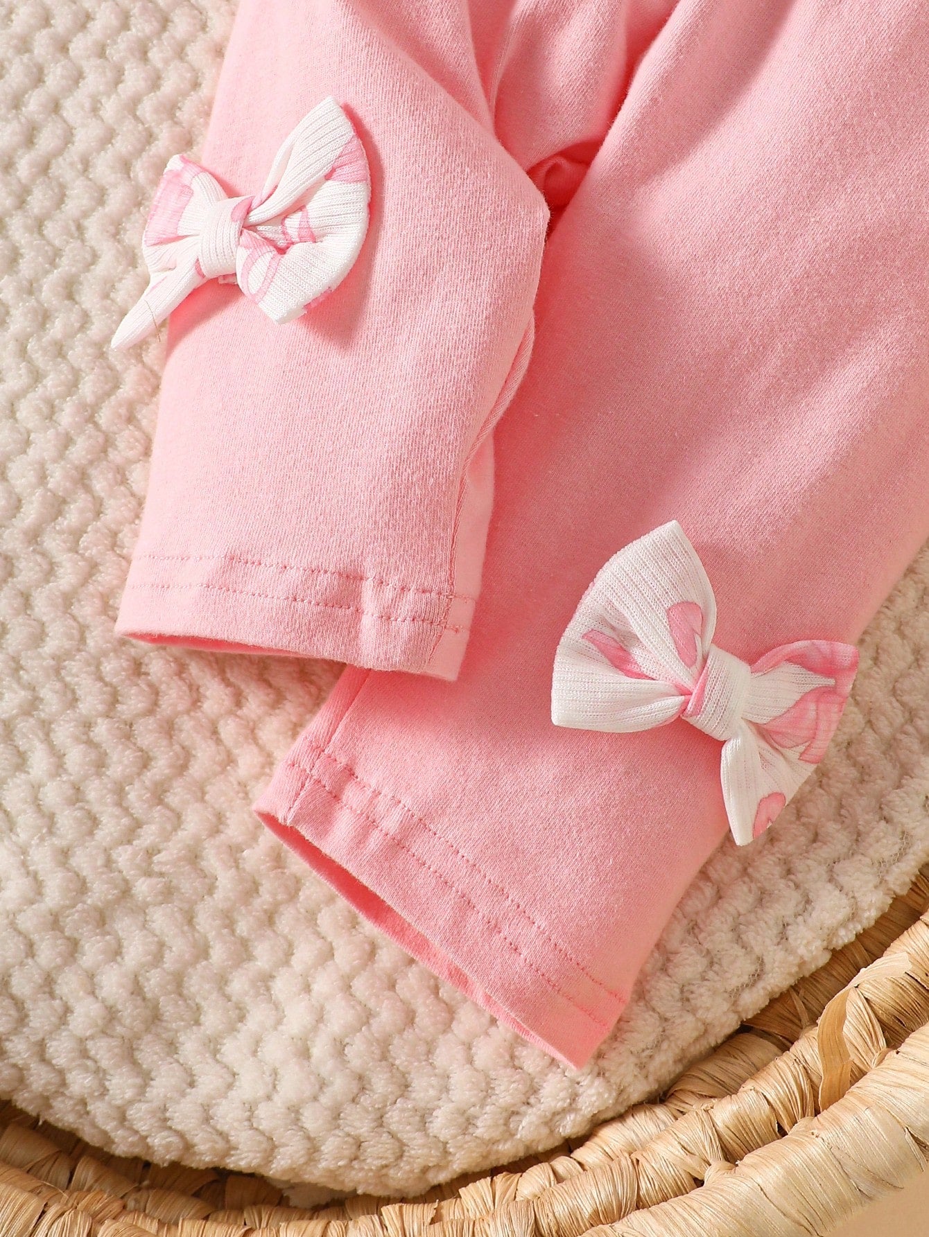 2pcs Baby Girls Bow Print Ruffle Top & Pants Set - Blush | 21 Centu...