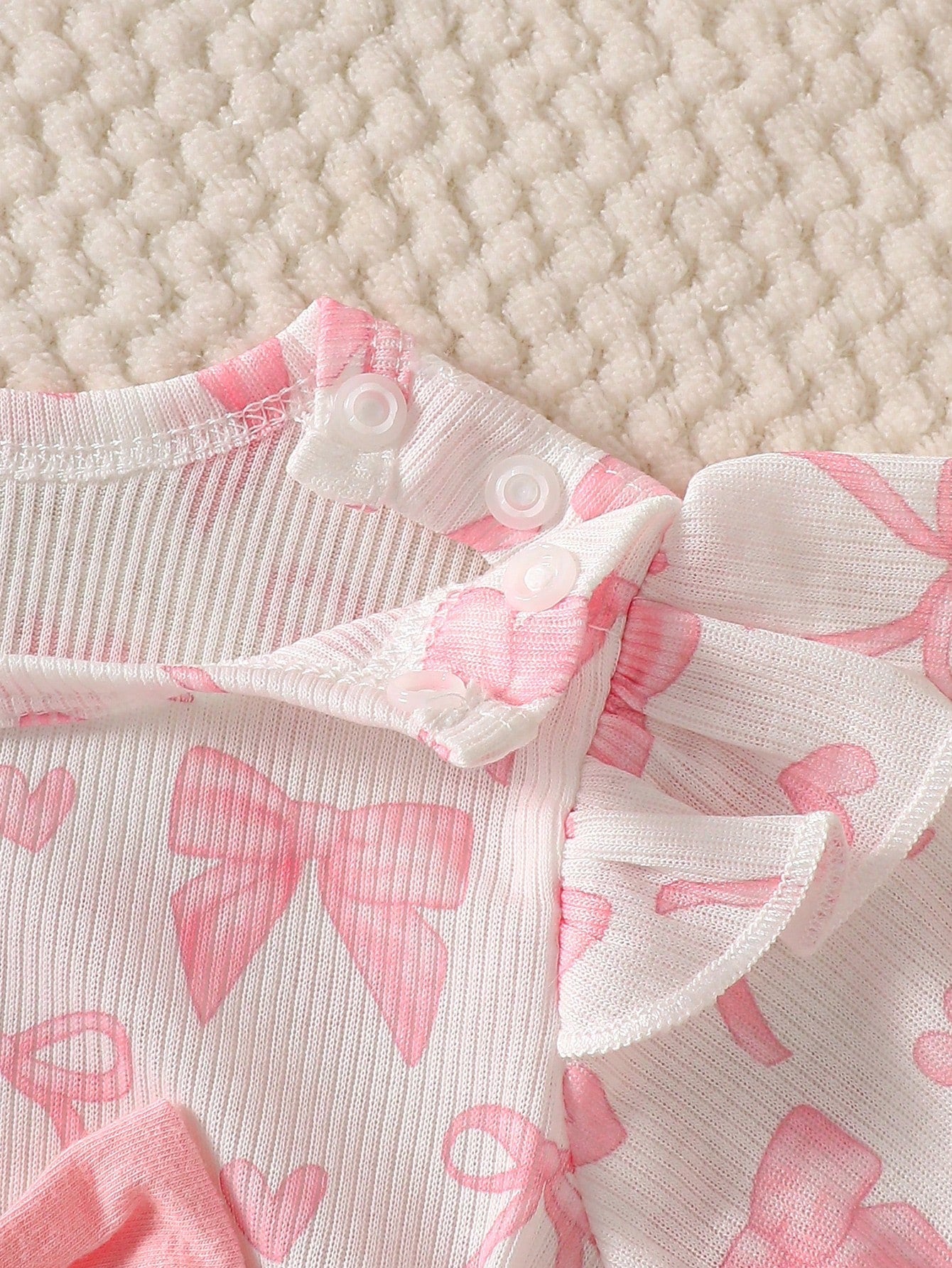 2pcs Baby Girls Bow Print Ruffle Top & Pants Set - Blush | 21 Centu...