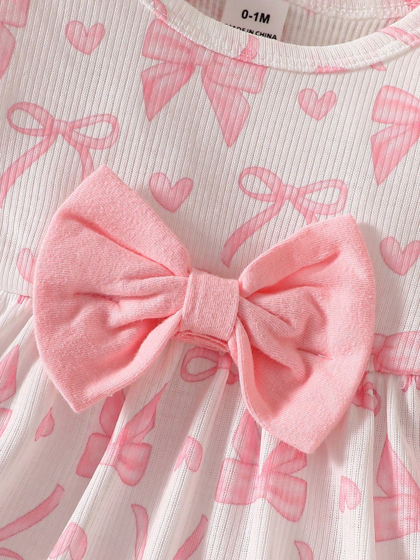 2pcs Baby Girls Bow Print Ruffle Top & Pants Set - Blush | 21 Centu...