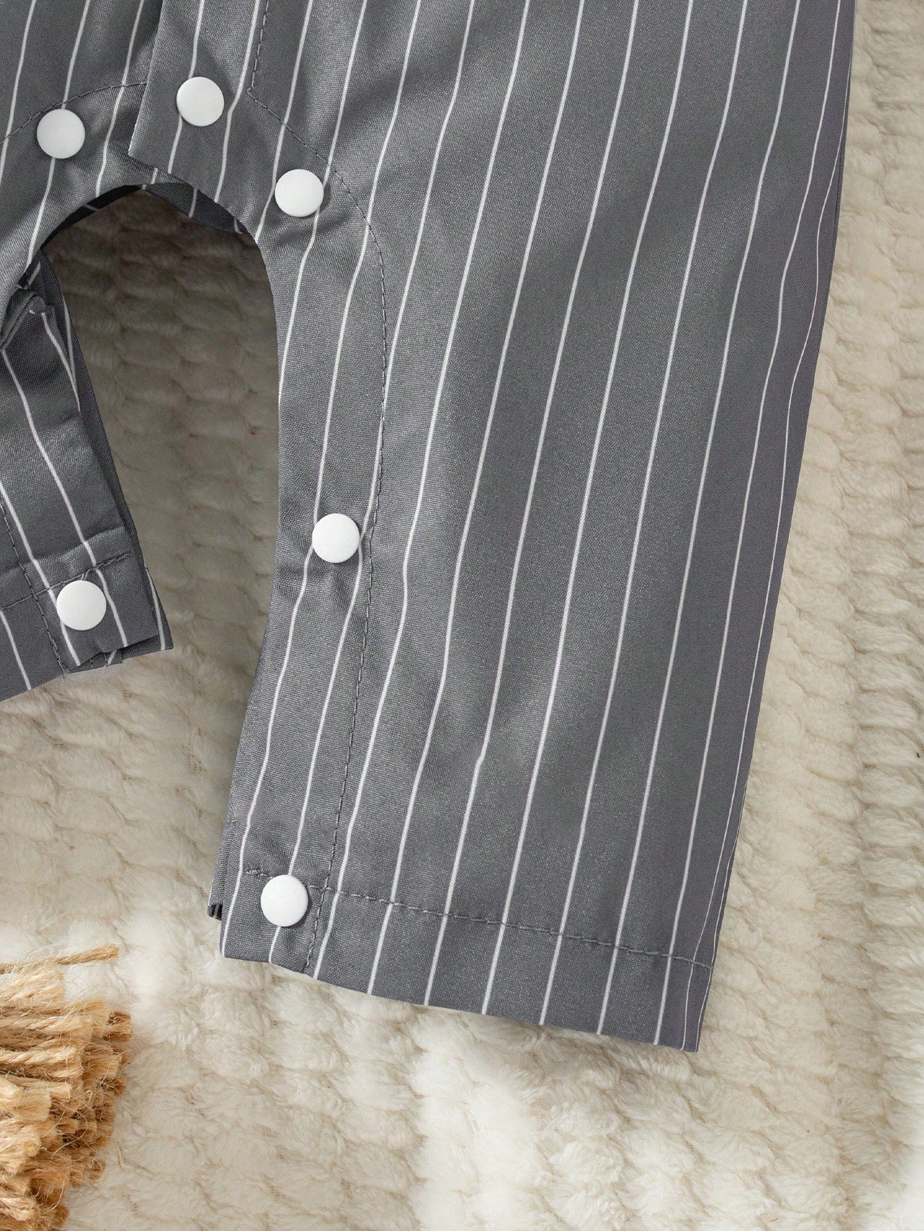 Baby Boys Pinstripe Bow Tie Gentleman Romper - Slate | 21 Century Kids