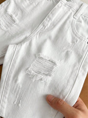 Boys Distressed Wide-Leg Denim Jeans - Ecru | 21 Century Kids