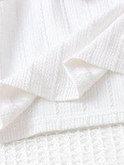 2pcs Little Girls Ruffle Sleeve Bow Top & Pleated Skirt Set - Ivory...