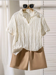 2pcs Boys Textured Knit Polo Top & Bermuda Shorts Set - Ivory | 21 ...