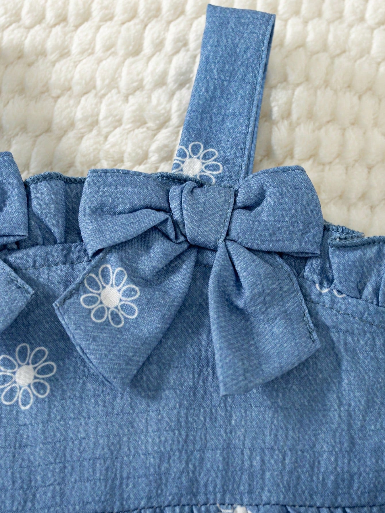 2pcs Baby Girls Daisy Embroidered Cami Top & Bloomer Set - Chambray...