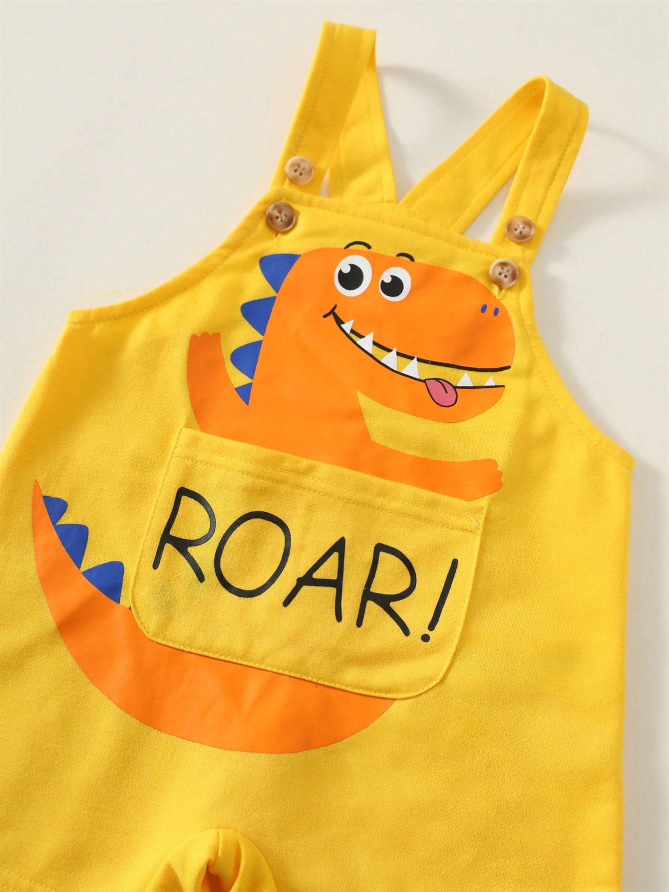 2pcs Unisex Dinosaur Print Tee & Short Dungaree Set - Buttercup | 2...