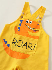 2pcs Unisex Dinosaur Print Tee & Short Dungaree Set - Buttercup | 2...