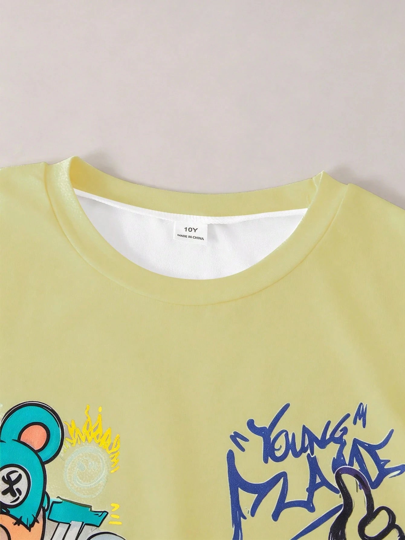 2pcs Boys Graffiti Bear Graphic Tee & Denim Shorts Set - Buttercup ...