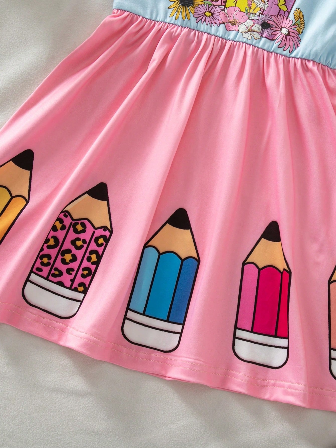 Little Girls Pencil Print Flutter Sleeve Twirl Dress - Blush | 21 C...