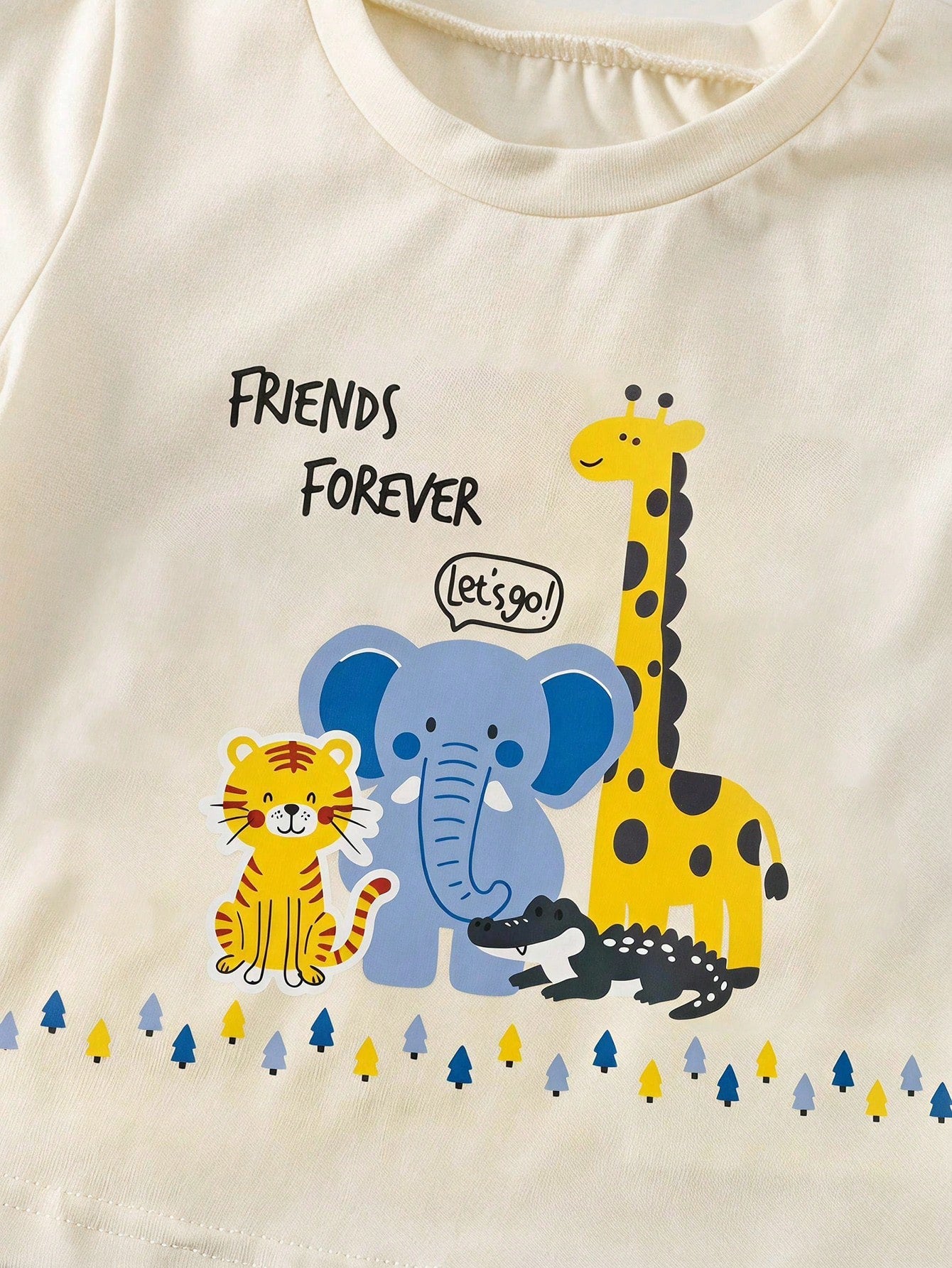 2pcs Boys Safari Graphic Tee & Denim Shorts Set - Ecru | 21 Century...