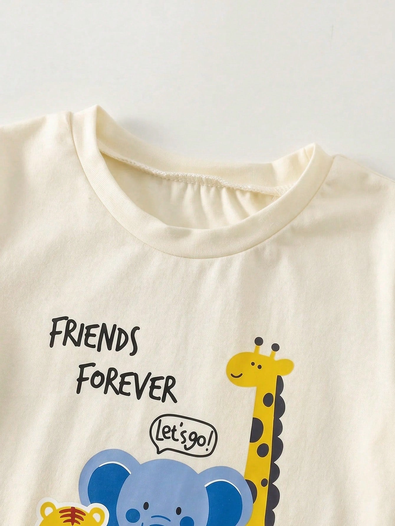 2pcs Boys Safari Graphic Tee & Denim Shorts Set - Ecru | 21 Century...