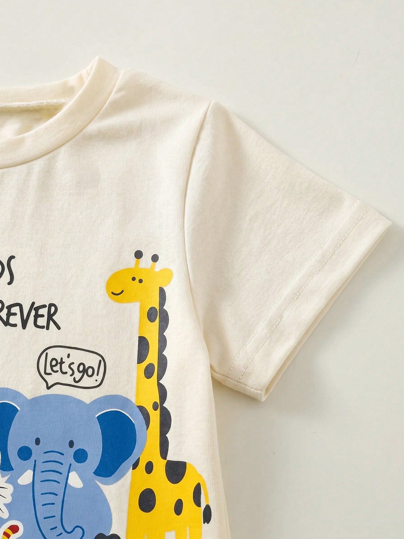 2pcs Boys Safari Graphic Tee & Denim Shorts Set - Ecru | 21 Century...