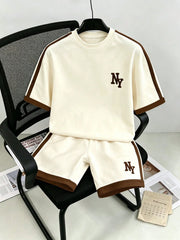 2pcs Big Boys NY Embroidered Varsity Tee & Shorts Set - Ivory | 21 ...