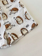 2pcs Boys Hedgehog Print Muslin Shirt & Shorts Set - Ivory | 21 Cen...