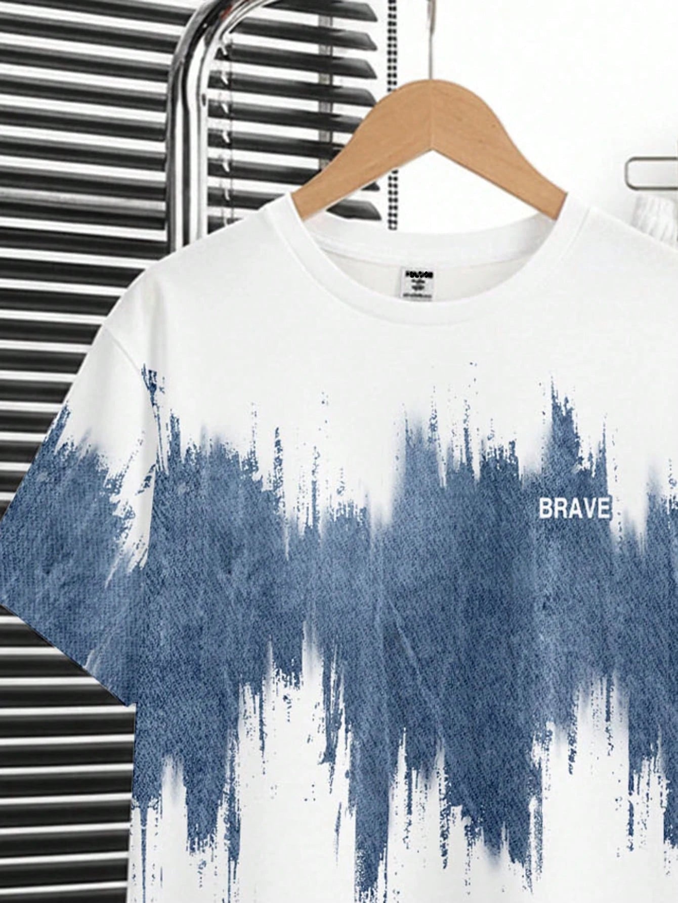 2pcs Big Boys Brushstroke Print Tee & Jogger Set - Ivory | 21 Centu...