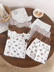 8pcs Girls Flutter Sleeve Tee & Shorts Sets - Ivory | 21 Century Kids