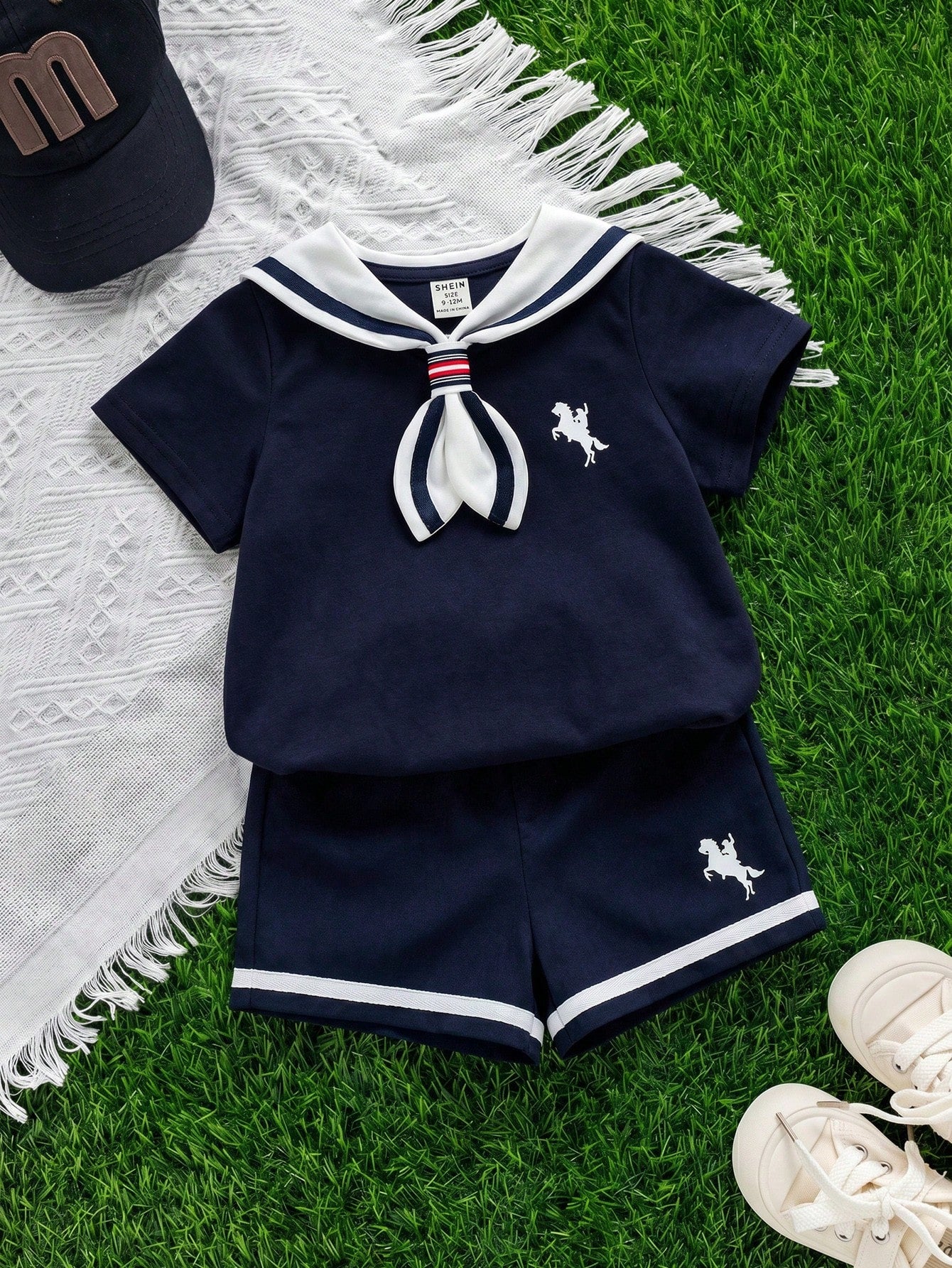 3pcs Unisex Sailor Collar T-Shirt & Shorts Set - Midnight | 21 Cent...